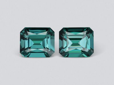 Pair of asscher-cut indigolite tourmalines 3.68 carats photo
