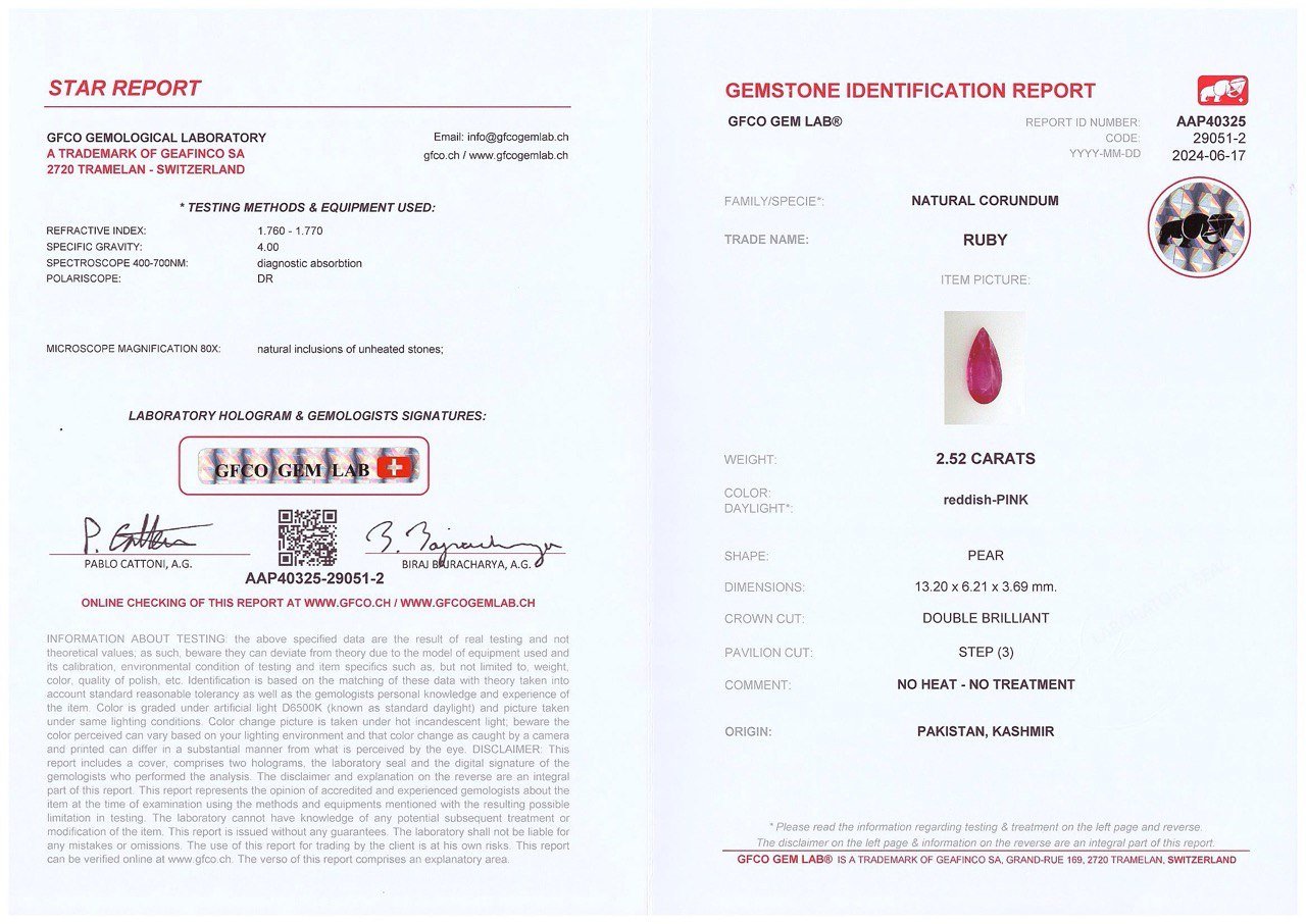 Rare Pamir unheated pear-cut ruby 2.52 carats, Tajikistan  Image №6