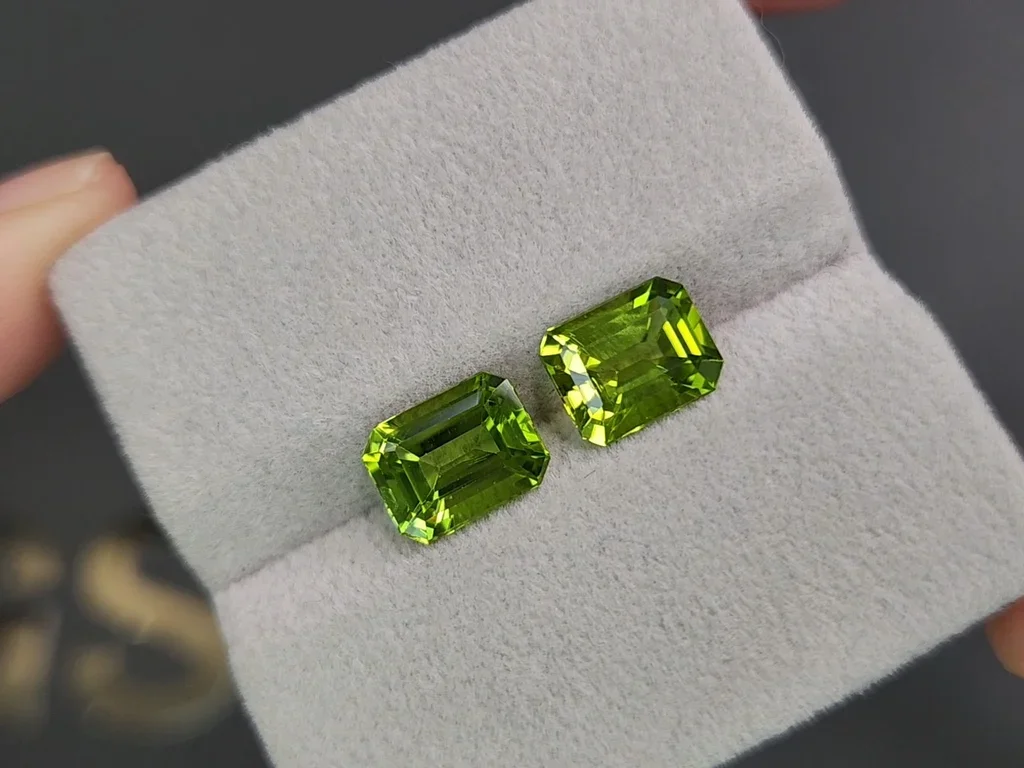 Pair of peridots from Burma in octagon cut 4.69 carats Image №4