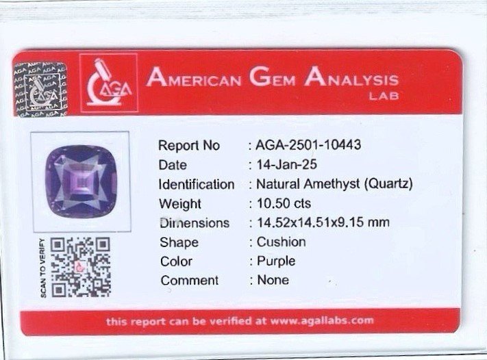 Amethyst cushion cut 10.50 carats, Brazil  Image №5