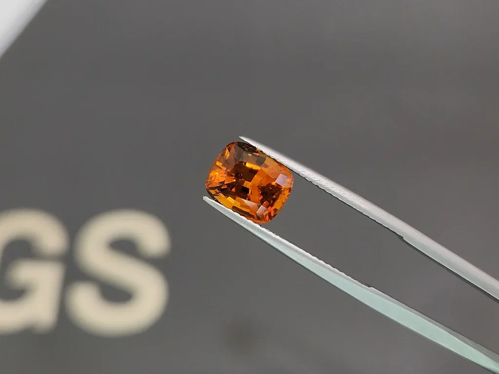 Deep orange clinohumite in cushion cut  2.96 carats, Afghanistan Image №3
