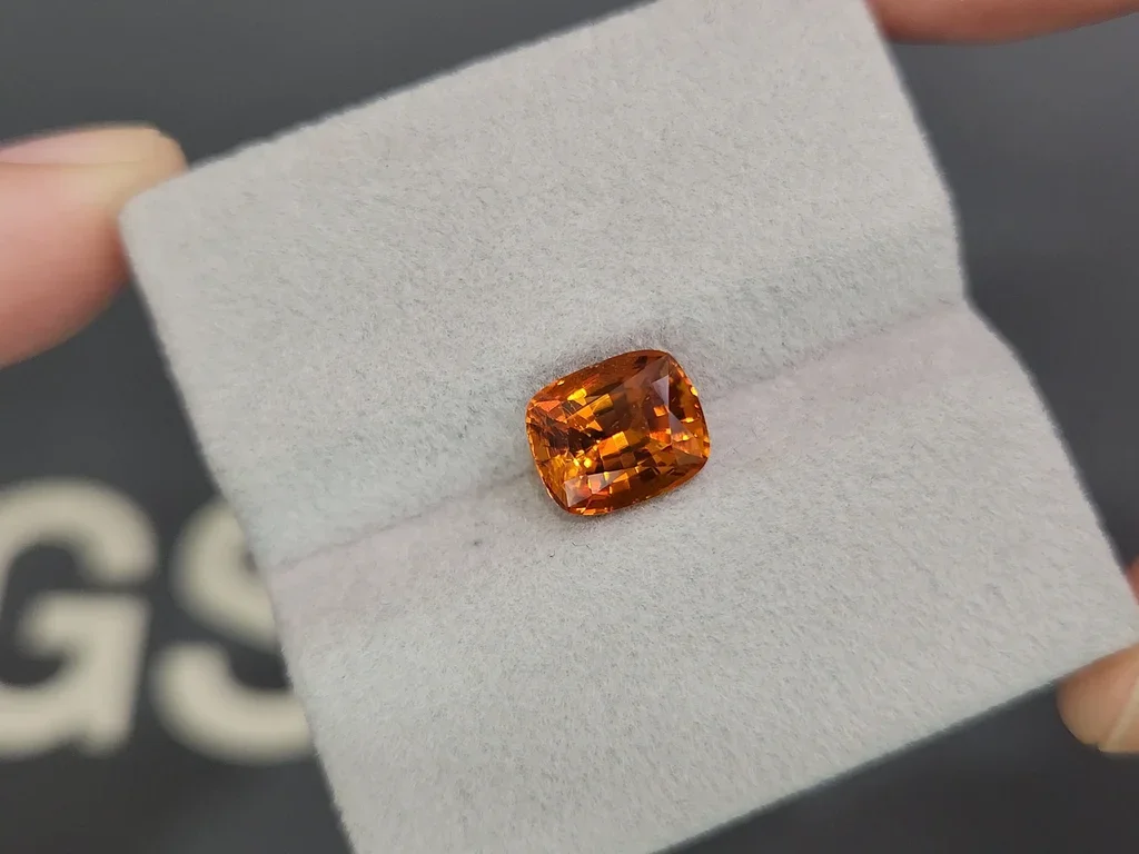 Deep orange clinohumite in cushion cut  2.96 carats, Afghanistan Image №4