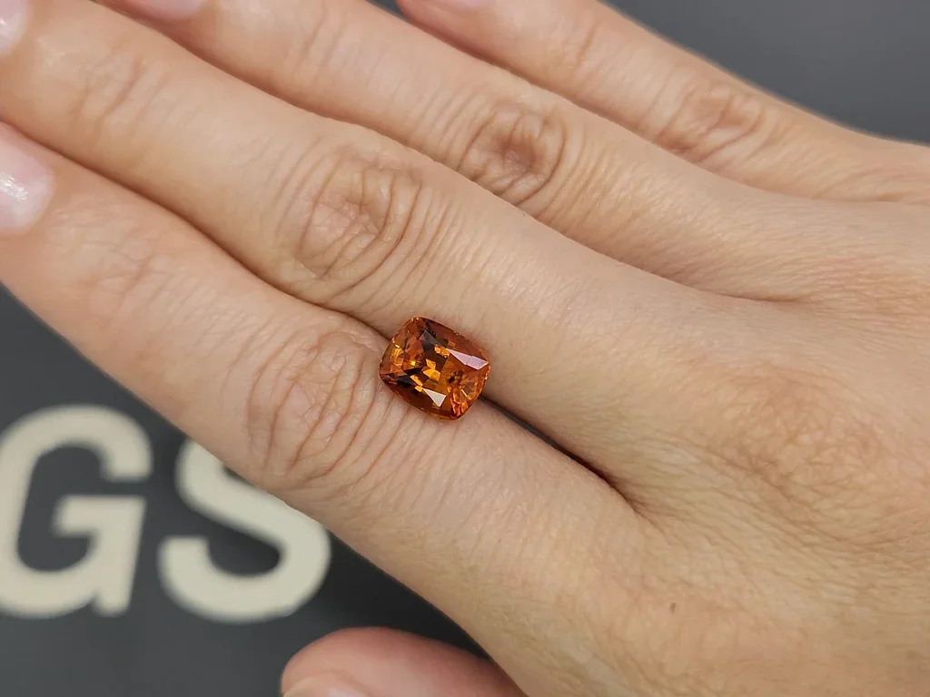 Deep orange clinohumite in cushion cut  2.96 carats, Afghanistan Image №2