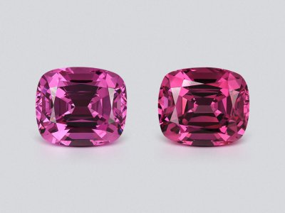 Pair of purple rhodolite cushion cut 4.64 carats, Tanzania photo