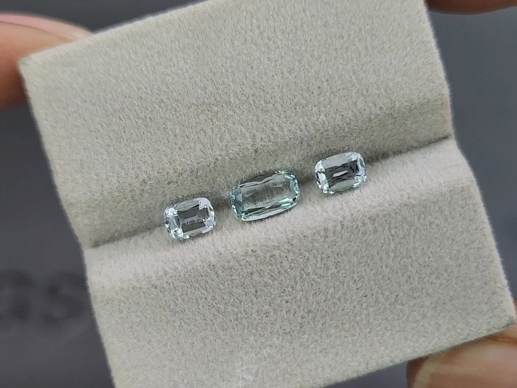 Set of aquamarines cushion cut 1.22 carats, Madagascar Image №5