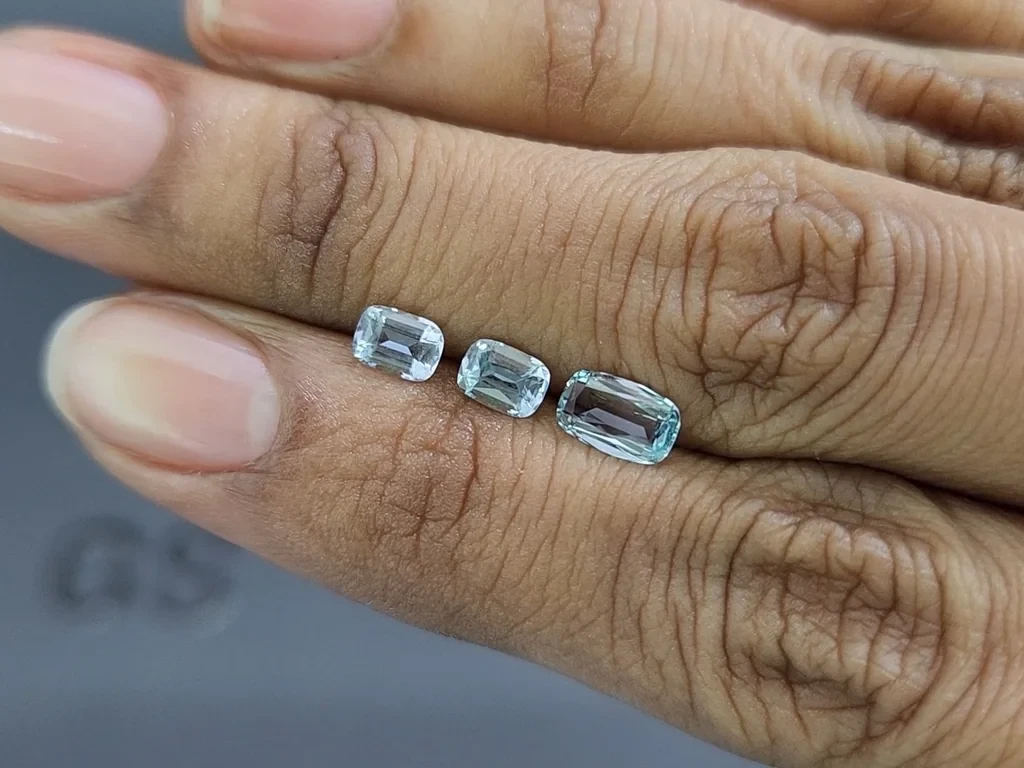 Set of aquamarines cushion cut 1.22 carats, Madagascar Image №2