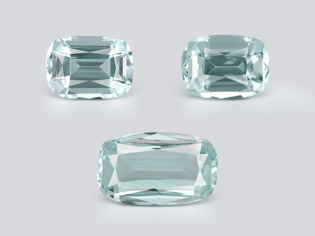 Set of aquamarines cushion cut 1.22 carats, Madagascar Image №1