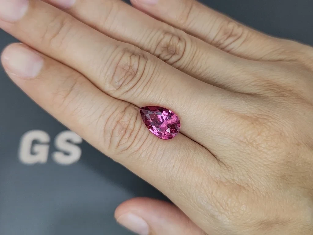 Spinel Vivid pink purple pear cut  5.01 carats, Tanzania Image №2