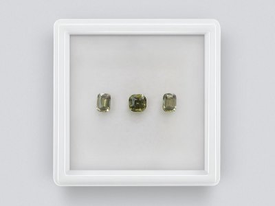 Set of green unheated cushion cut sapphires 1.45 carats, Madagascar photo