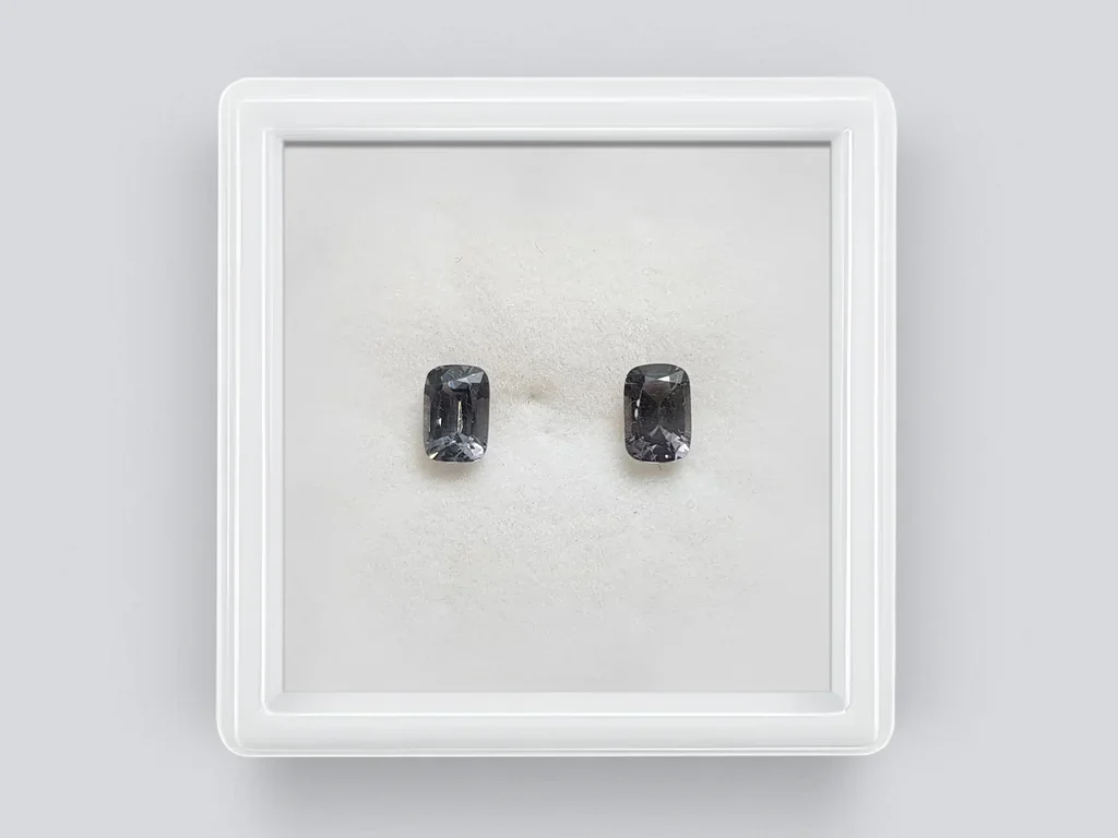 Pair of cushion-cut steel spinels 1.28 ct, Burma Image №1