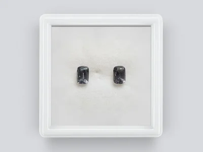 Pair of cushion-cut steel spinels 1.28 ct, Burma photo