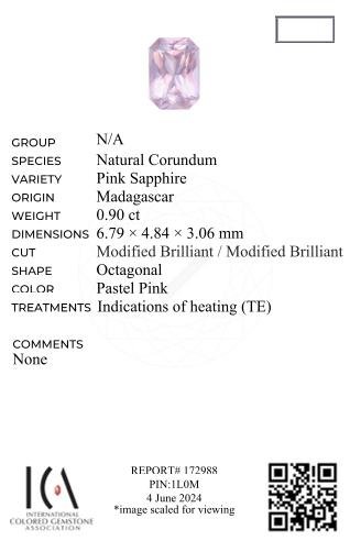 Baby pink sapphire in radiant cut 0.90 carats, Madagascar Image №6