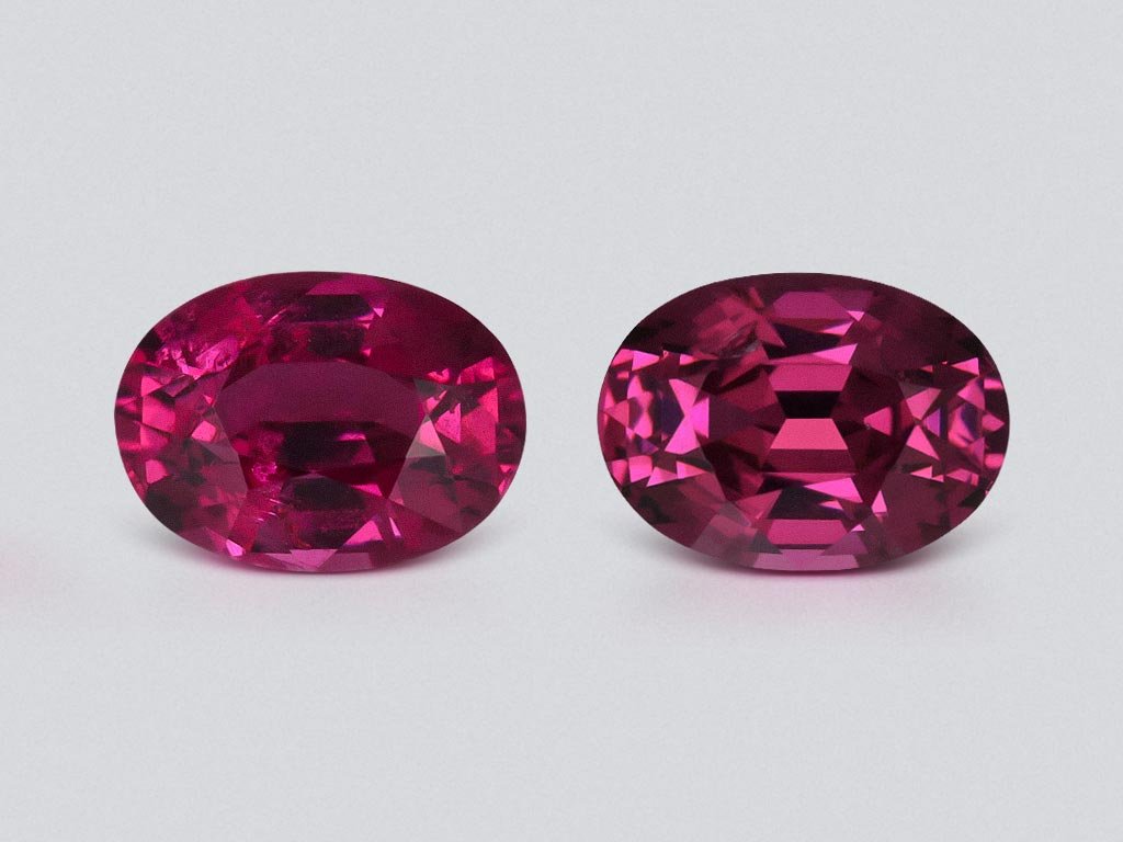 Pair of oval cut rhodolite garnets 5.50 carats, Tanzania Image №1