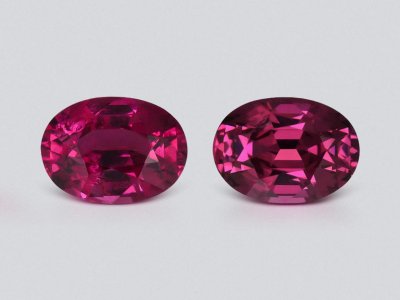 Pair of oval cut rhodolite garnets 5.50 carats, Tanzania photo