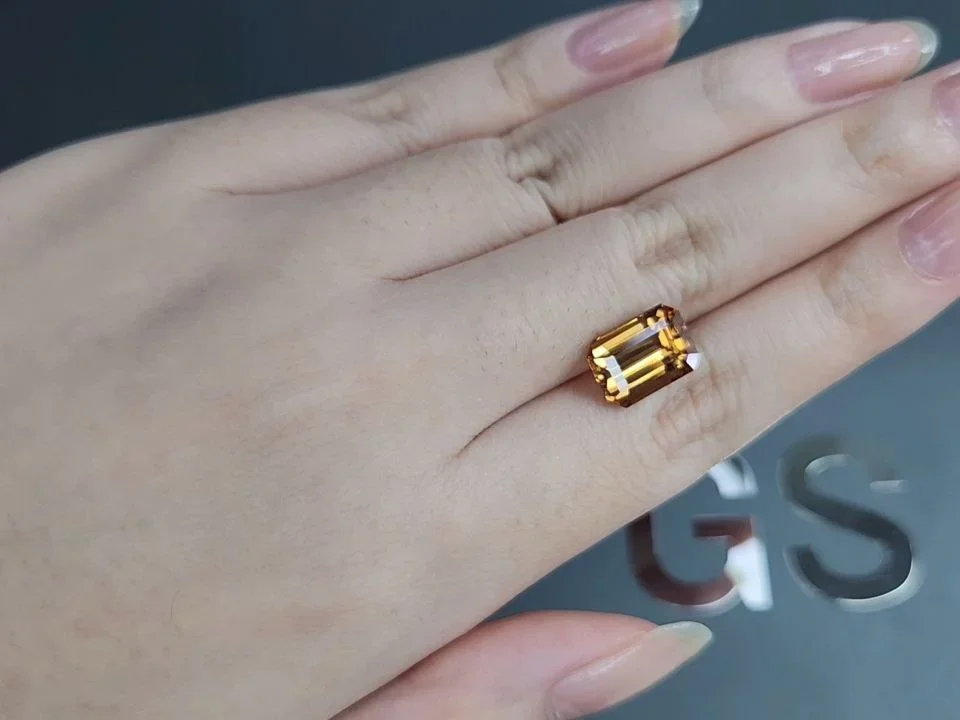 Orange-brown zircon in octagon cut 7.24 carats, Tanzania Image №2