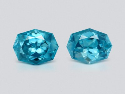 Pair of blue zircons in fancy cut 3.22 carats, Cambodia  photo