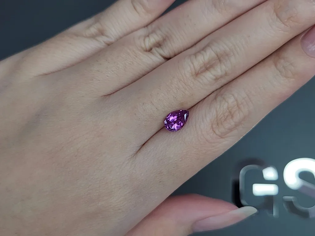 Unheated purple sapphire pear cut 1.37 carats, Madagascar  Image №2