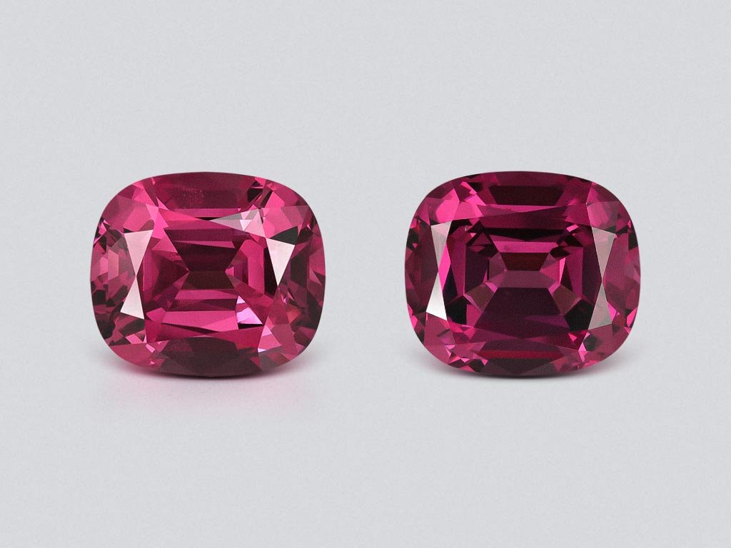 Pair of purple rhodolite in cushion cut 7.59 carats, Tanzania Image №1