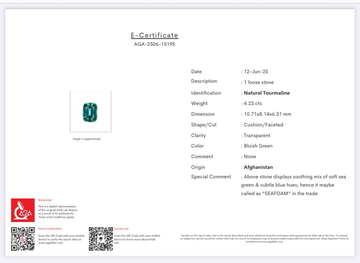 Tourmaline Lagoon cushion cut 4.23 carats, Afghanistan Image №6