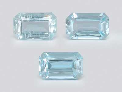 Set of aquamarines octagon cut 3.32 carats, Madagascar photo
