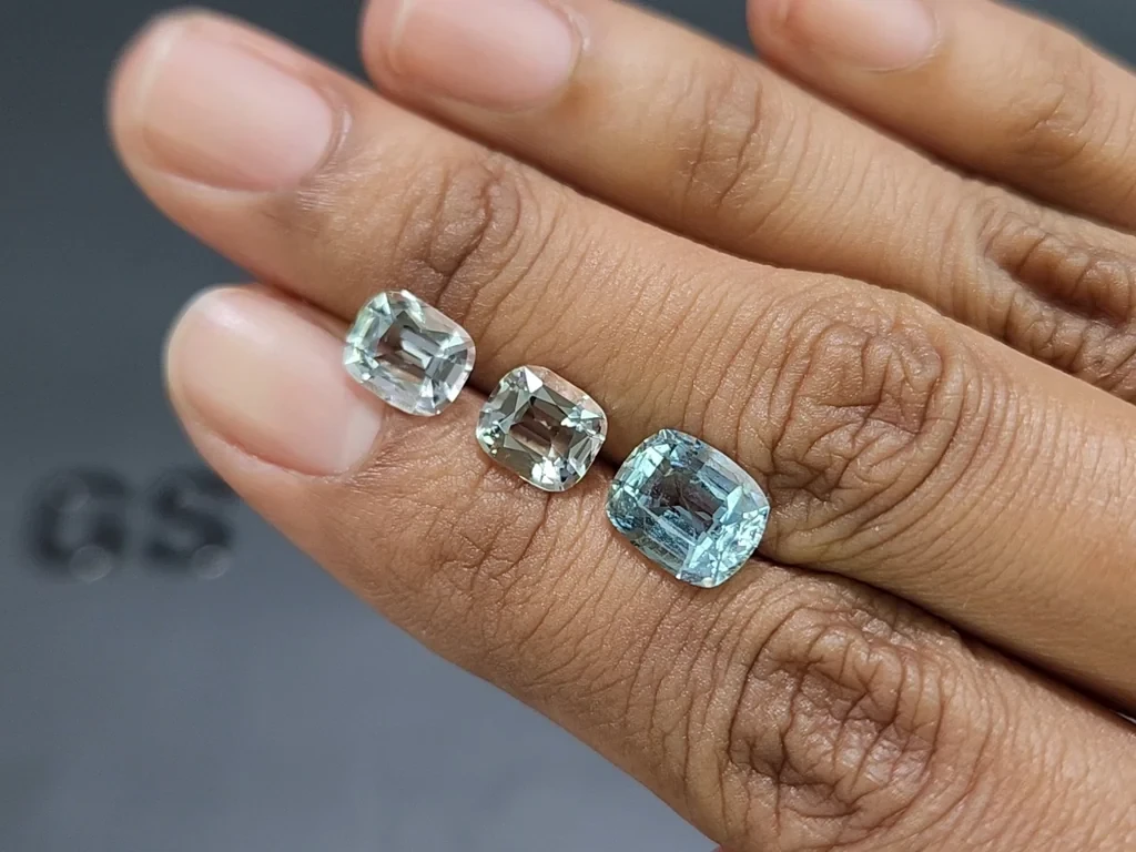 Set of aquamarines cushion cut 5.23 carats, Madagascar Image №2