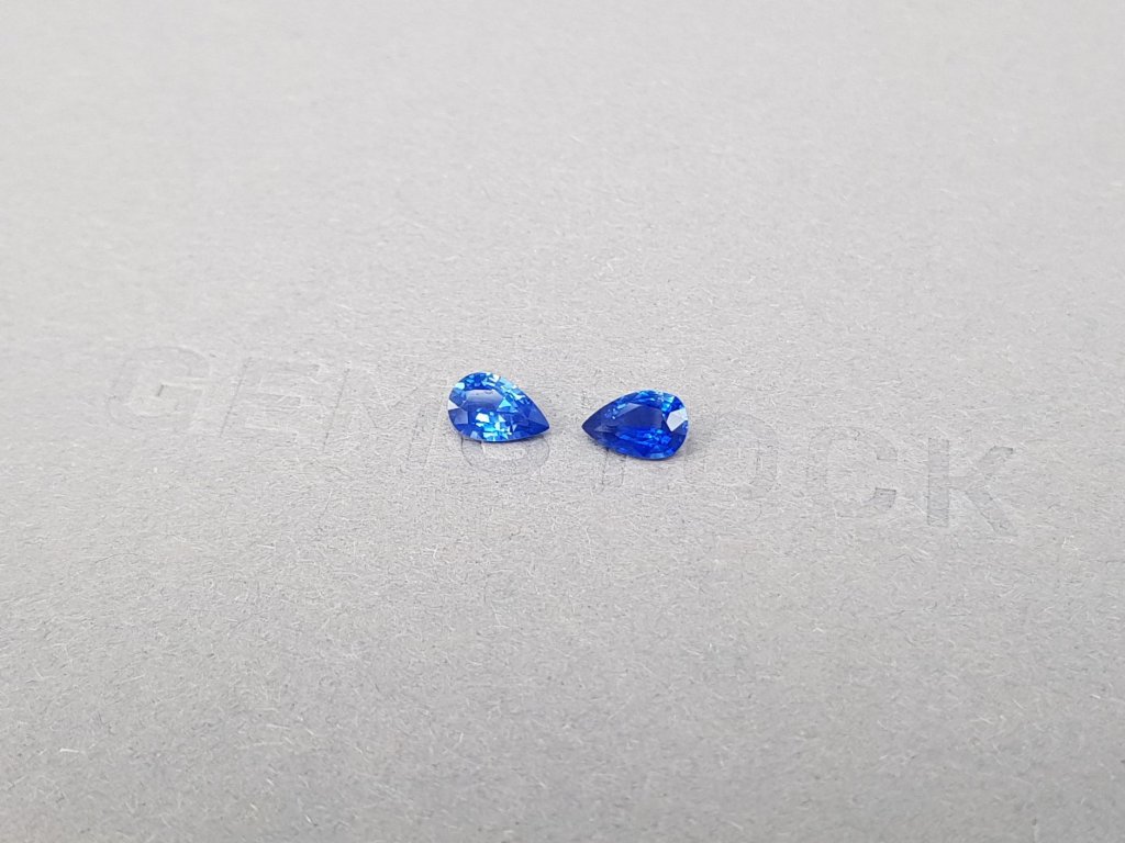 Pair of intense blue sapphires pear cut 0.72 ct, Sri Lanka Image №3