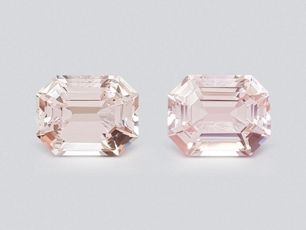 Pair of emerald cut pink morganites 4.44 carats, Africa Image №1