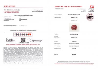 Certificate Cushion cut orange-red tourmaline 2.85 ct, Africa