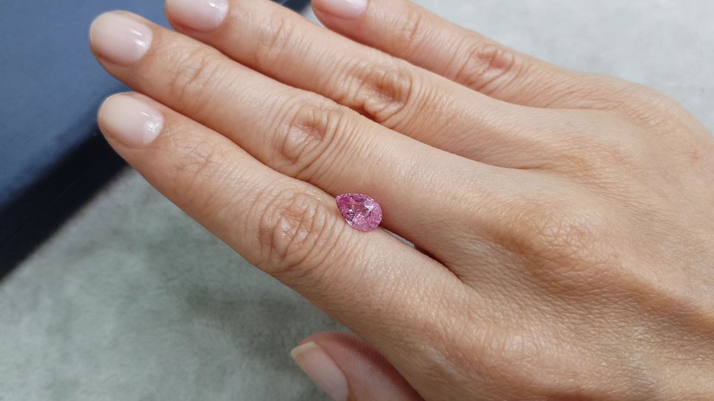 Pink-purple spinel from Tajikistan in pear cut 1.43 ct Image №2