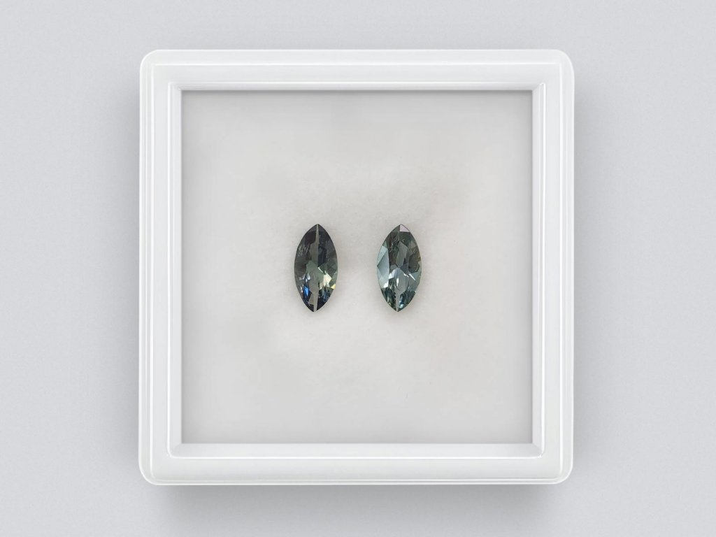 Pair of Teal-colored marquise-cut sapphires 1.09 carats, Madagascar Image №1
