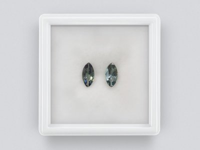 Pair of Teal-colored marquise-cut sapphires 1.09 carats, Madagascar photo
