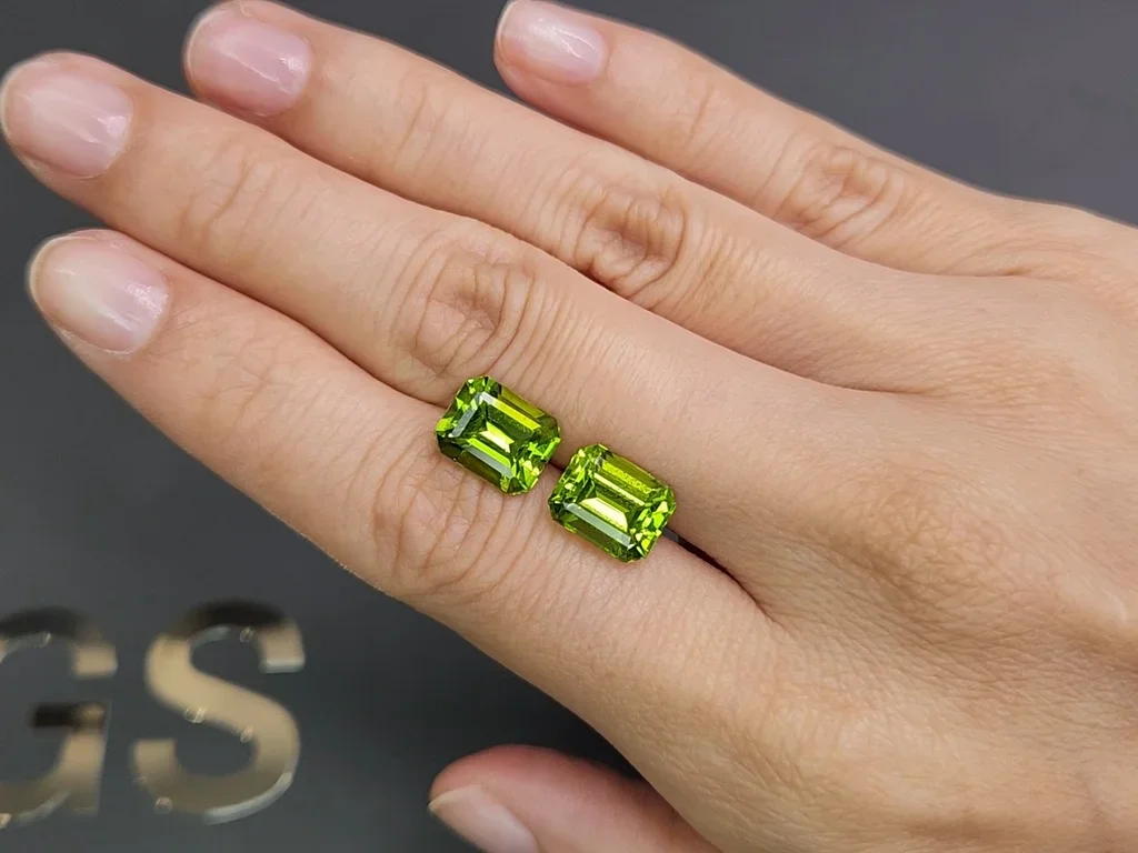 Pair of peridots from Burma in octagon cut 7.70 carats  Image №2