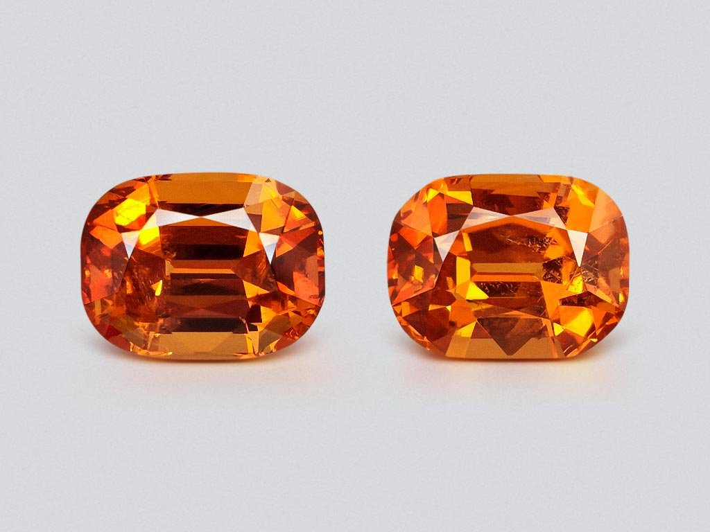 Pair of large cushion cut spessartines 15.09ct, Nigeria Image №1