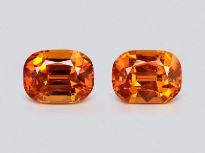 Pair of large cushion cut spessartines 15.09ct, Nigeria photo