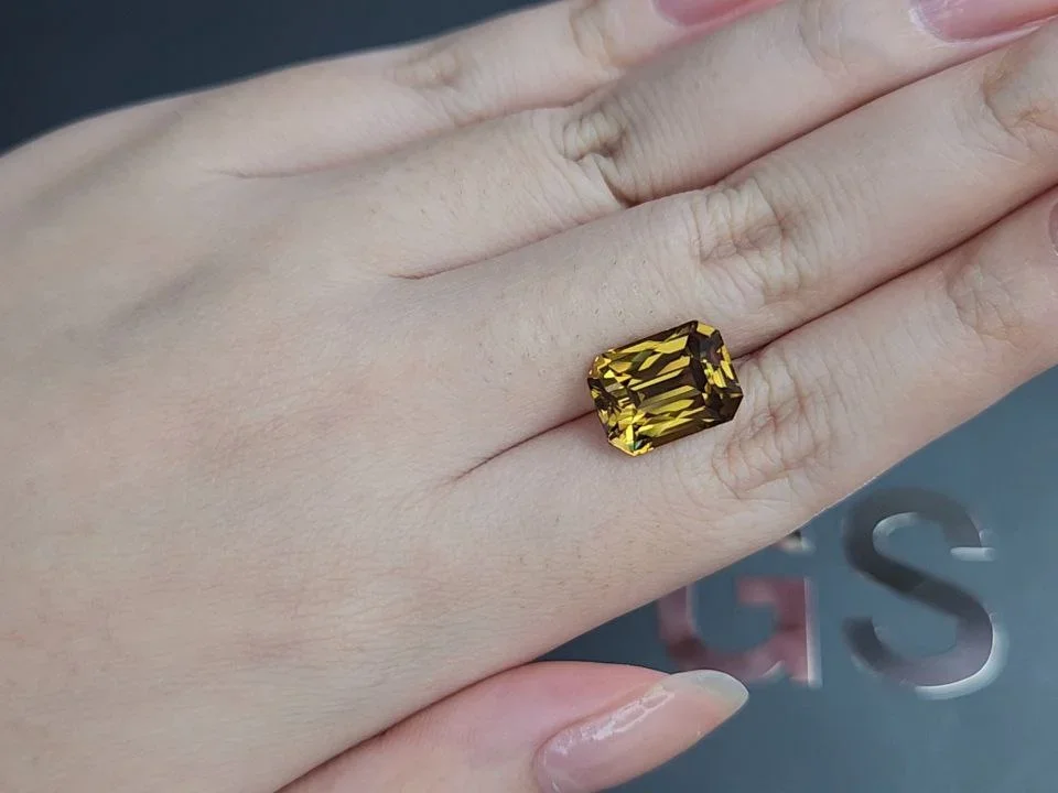 Yellow-brown zircon in radiant cut 11.42 carats, Tanzania  Image №2