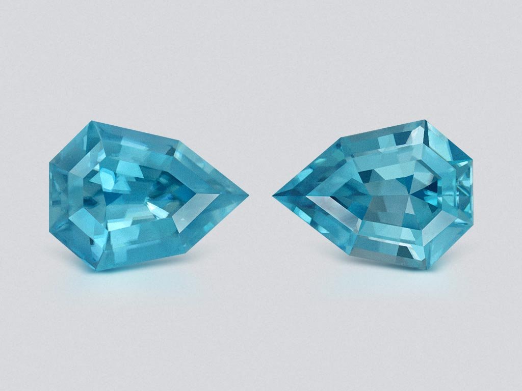 Pair of blue zircons in fancy cut 3.30 carats, Cambodia  Image №1