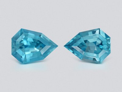 Pair of blue zircons in fancy cut 3.30 carats, Cambodia  photo