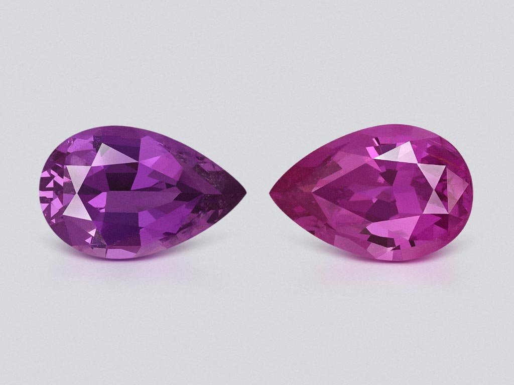 Pair of unheated purple sapphires pear cut 2.38 carats, Madagascar Image №1