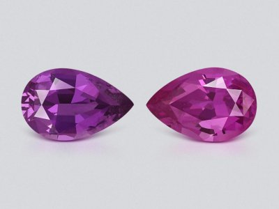 Pair of unheated purple sapphires pear cut 2.38 carats, Madagascar photo