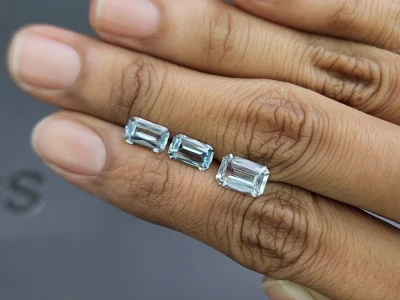Set of aquamarines octagon cut 3.15 carats, Madagascar photo