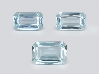 Set of aquamarines octagon cut 3.15 carats, Madagascar photo