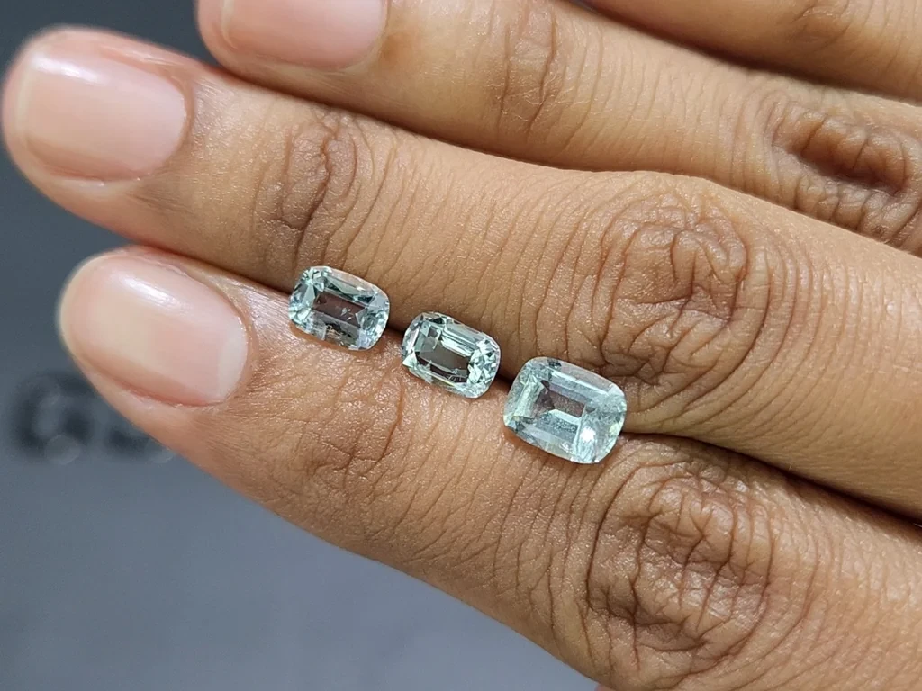 Set of aquamarines cushion cut 2.81 carats, Madagascar Image №2