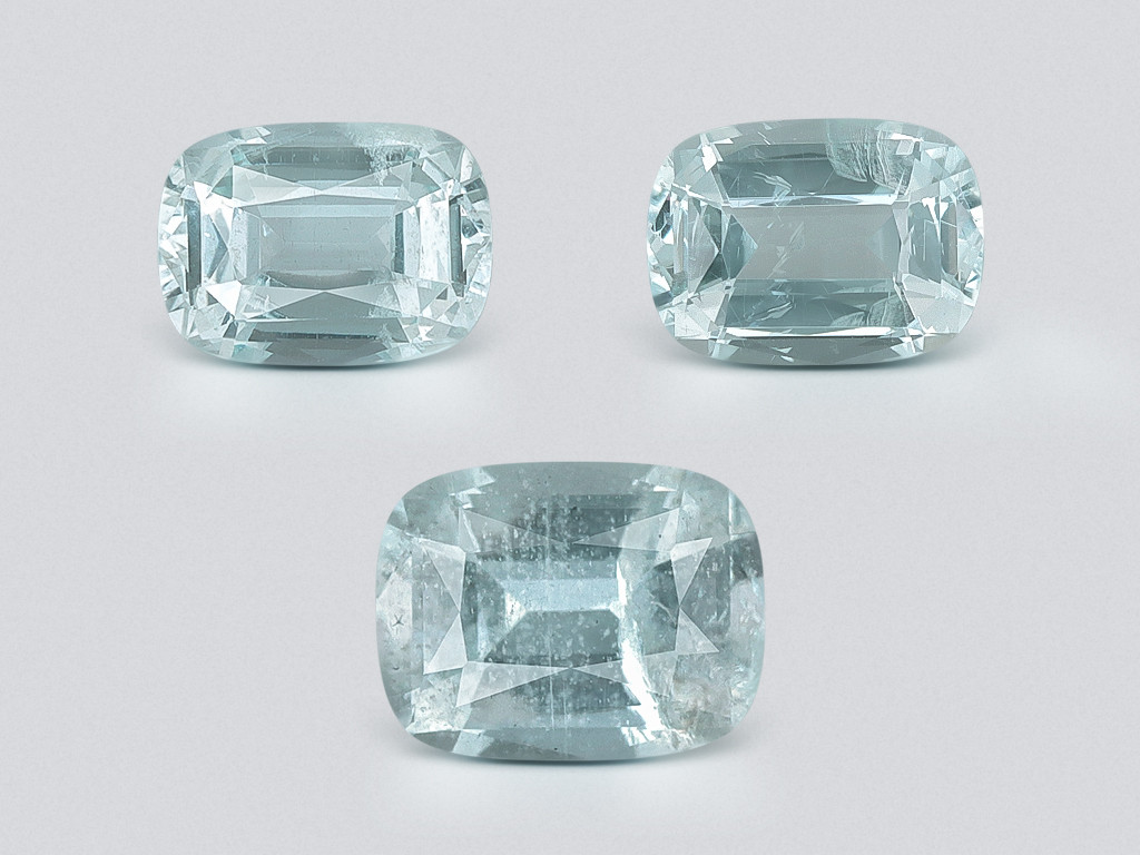 Set of aquamarines cushion cut 2.81 carats, Madagascar Image №1