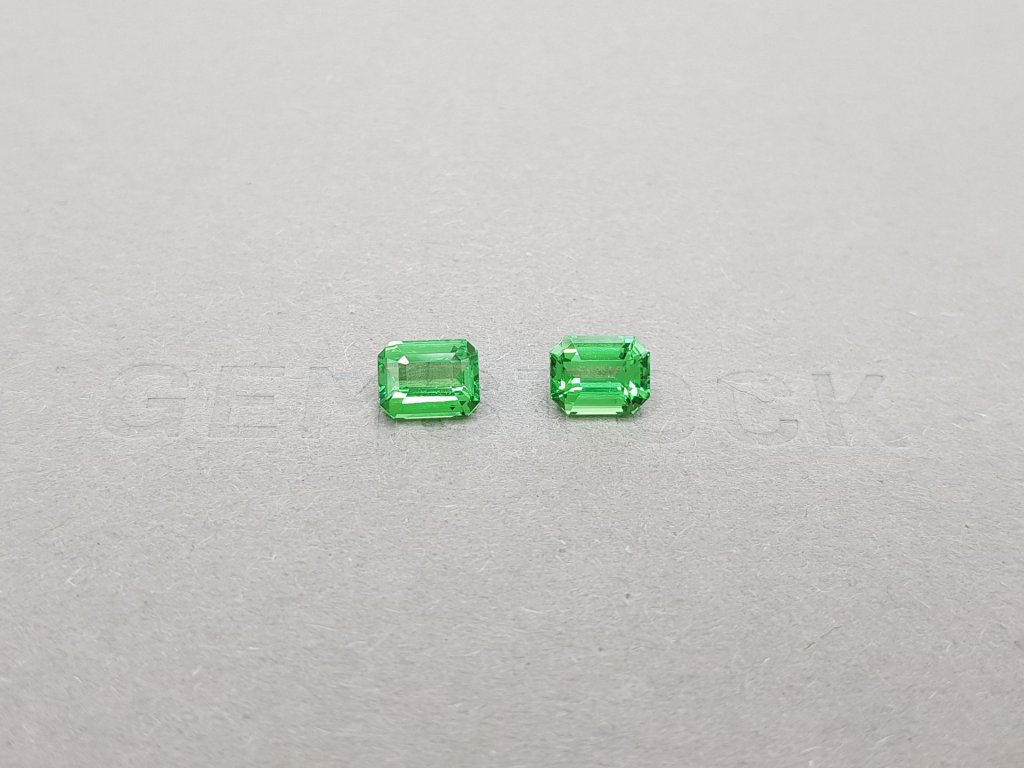 Pair of vibrant octagon cut tsavorites 2.03 ct Image №1