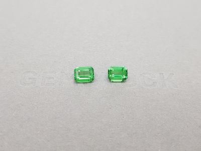 Pair of vibrant octagon cut tsavorites 2.03 ct photo
