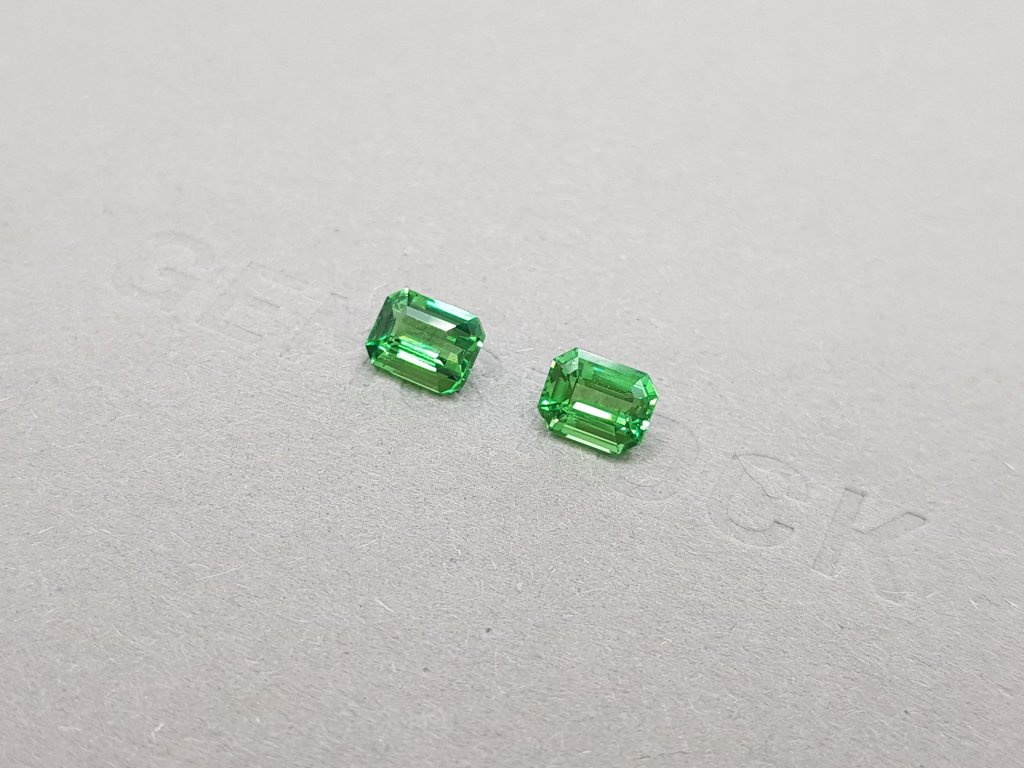 Pair of vibrant octagon cut tsavorites 2.03 ct Image №3