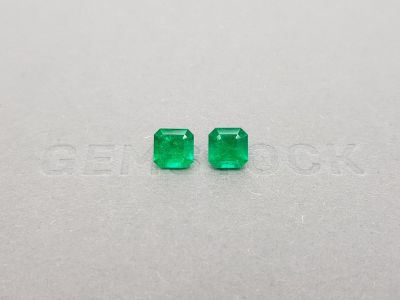 Pair of octagon cut emeralds 2.08 ct, Colombia photo