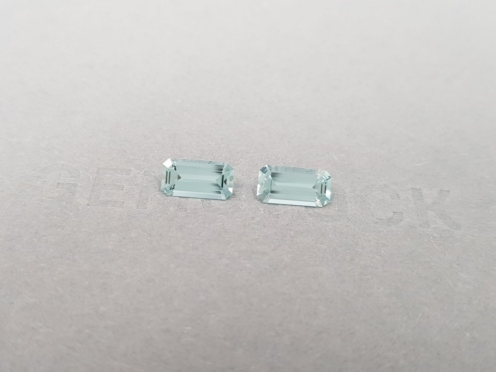 Pair of octagon cut aquamarines 1.47 ct, Madagascar Image №3