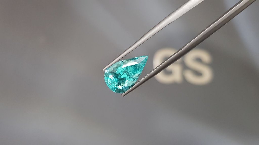 Rare neon blue Paraiba tourmaline in pear cut 2.80 ct Image №3