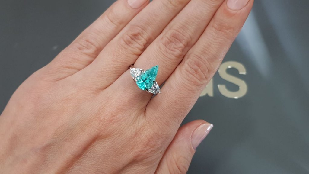 Rare neon blue Paraiba tourmaline in pear cut 2.80 ct Image №4